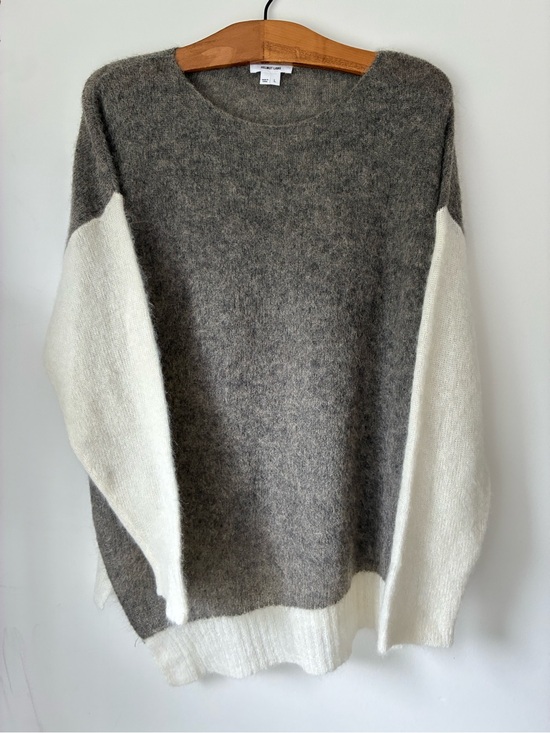 Helmut Lang Sweaters - Helmet Lang Sweater Women’s Large Alpaca Wool Gray Cream Colorblock Mohair